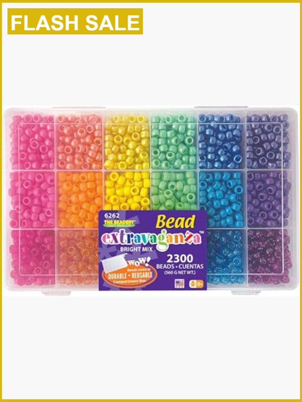 2300 Pony Beads - Plastic Round 9x6mm Crafting Bead Box